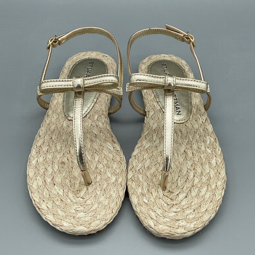 NEW Stuart Weitzman Women’s Felicity Espadrille Sandals Gold Size 6B - Picture 3 of 10